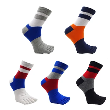 5 Perechi de Brand pentru Bărbați Cinci Degetul Ciorapi Japoneze Moda cu Dungi Divizat in Picioare Sosete de Bumbac Mid-Tub de Deodorant Șosete Sport cu Degetele de la picioare