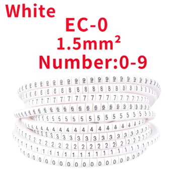 500PCS CE-0 Cablu de Sârmă Marker de la 0 la 9 Pentru Cablu Dimensiune 1.5 mmp Colorate numărul tub Culoarea Alb Marker de Cablu