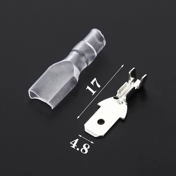 50sets 4.8 mm cu înveliș transparent inserat primăvară 4.8 mm conector de sex masculin terminale Faston cu izolator pentru sârmă