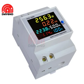 6 în 1 Șină Din AC Monitor 110V 220V 380V 100A Curent Factor de Putere Activă KWH de Energie Electrică Contor Frecvență VOLT AMP