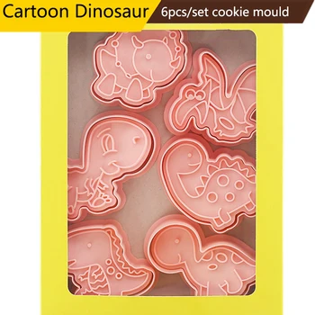 6pcs/set Dinozaur Desene animate Tăietori Cookie Plastic 3D Bicarbonat de Mucegai de Copt Accesorii Cookie Decorare Instrumente Instrumente de Bucatarie