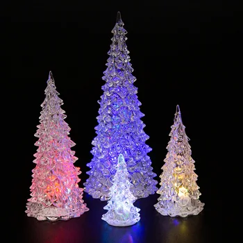 7 Culori LED-uri Colorate Acrilice Mini Pom de Crăciun Acasă Tabelul de Partid Decor Lumina de Noapte Merry Xmas Decor Alimentat de la Baterie