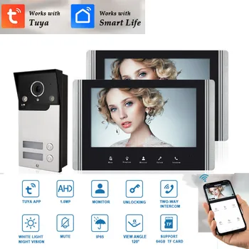 7 Inch Tuya Video Soneria WiFi în aer liber Clopot Ușă rezistent la apa IP65 Interfon Smart Home pentru 2 Apartament de Familie