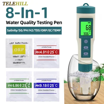 8 IN 1 Digital de Calitate a Apei Salinitatea Apei Potabile Tester PH Test Pen TDS/CE/PH/ORP-Temp Metru pentru Piscina Acvariu