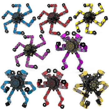 8Pcs Frământa Rotative DIY Deformabile Robot Degetului Jucării de Decompresie Spinner Mecanice Gyro de Relief de Stres pentru Copii-Adulți