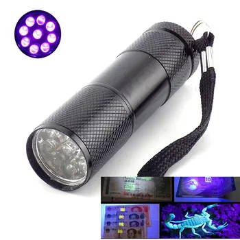 9 LED-uri Lanterna UV mini de culoare Violet de fundal Ultraviolete Lanterna Flash de Lumină lampă linterna AAA Ultra Violet Pentru Bani de detectare