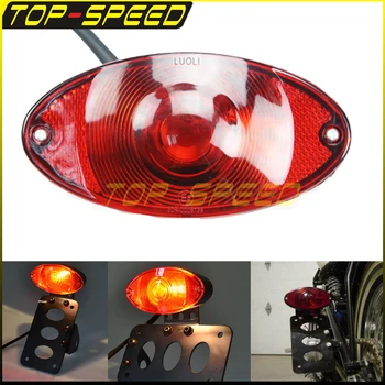 ABS Motocicleta Ochi de Pisica Lumina de Frână pentru Placa de Înmatriculare Spate Lumina Pentru Harley Sportsters Elicopter Scrambler Obiectiv Roșu Stop