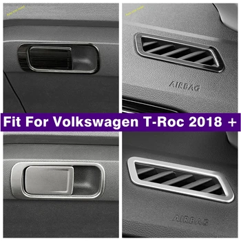 Accesorii tablou de Bord Aer Priza de curent ALTERNATIV Mănușă Cutie de Depozitare Capac Ornamental Pentru Volkswagen T-Roc T Roc 2018 - 2023 Argintiu / Negru mat