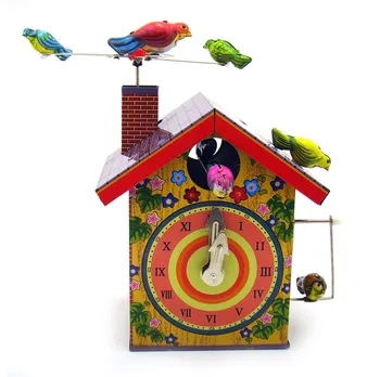Adult Colecție Retro Vânt de până jucării Tablă de Metal rotirea bird ceas deșteptător casa de pasăre Ceas de jucărie model cifre cadou jucarii vintage
