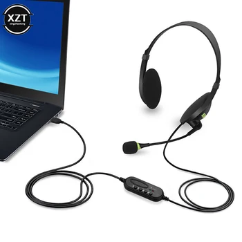 Afaceri Headworn de Reducere a Zgomotului Căști cu Fir USB Universal Dublu Conectați setul cu Cască cu Microfon pentru Laptop Cască de Telefon