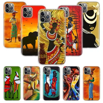 Africa Femeie de Telefon Caz Pentru Apple iPhone 11 14 13 12 Pro XS Max XR X 7 8 6 6S Plus Mini 5 5S SE Soft Shell Acoperire Coque