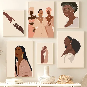 Africa Neagră Mâini De Fată Abstract Ilustrare Nordic Postere Si Printuri De Arta De Perete Panza Pictura Imagini Pentru Living Decorul Camerei