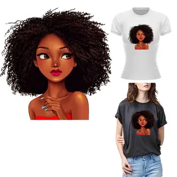 African Fata de Modelul de Transfer de Căldură Termică Autocolant Patch-uri Pe Haine DIY Lavabil T-shirt de Fier Pe Patch-uri Pentru Îmbrăcăminte de Modă Nouă