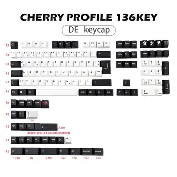 Alb Și negru PBT Cherry Profil Colorant Sub GMK Taste Pentru Tastatură Mecanică GK61 K70 G710 Layout Iso Tasta Enter