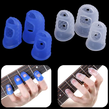Albastru Transparent Culoare 4buc/Set Degetul Silicon Paznici Chitara Degetului Protectori Pentru Chitara Ukulele S M L Chitară Acustică