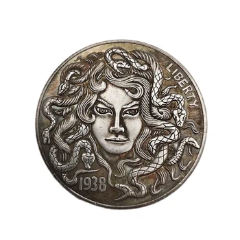 American Morgan Wanderer Monedă 1938 Medusa Frumoasă Femeie Și Șarpe Monede Comemorative De Colectare Meserii Acasă Decorare Cadouri