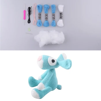 Animale Amigurumi Crosetate Kit DIY Jucărie Pachet de Materiale de Câine Albastru Proiect Ambarcațiuni