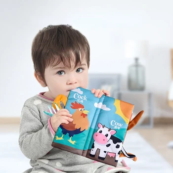 Animale pentru copii Cozi Cârpă Moale Cartea Copil de Învățare Timpurie Moale Cărți 3D Pânză Cognitive de Învățare Timpurie de Mestecat GumPuzzle Carte Jucarie