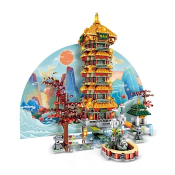 Antic Chinez Blocuri Strada Galben Macara Turn Pavilionul Prințului Teng Arhitectura Veche Model De Jucarii Pentru Copii Băieți Cadou