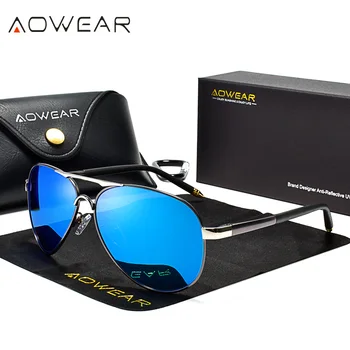 AOWEAR de Brand Designer de ochelari de Soare Polarizat Oameni de Aviație de Acoperire Oglinda Ochelari de Soare pentru Om Femeile oculos gafas lentes de sol