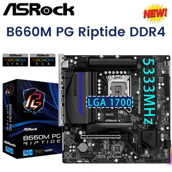 ASROCK B660M PG Riptide DDR4 Placa de baza Intel B660 PCIe 4.0 M. 2 D4 128GB Suport 12 Gen LGA 1700 CPU GAMING M-ATX Desktop Nou