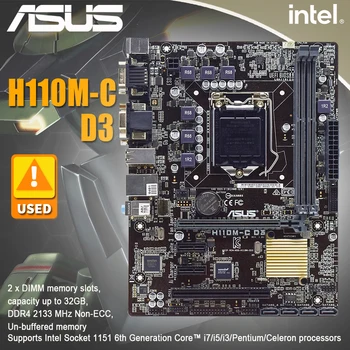 ASUS H110M-C D3 1151 Placa de baza H110 Placa de baza DDR3 Core i5 7600K 6600K Procesor Intel H110 PCI-E X16 SATA3 USB3.0 Micro ATX
