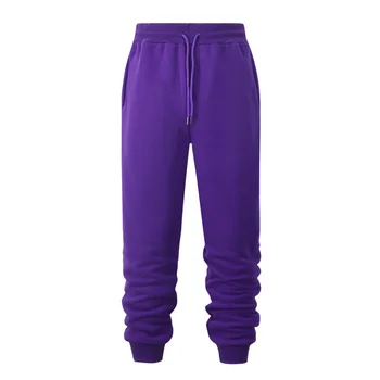Barbati Pantaloni Culoare Solidă Lână Cald Filetate Mansete De Moda De Înaltă Calitate Violet Pantaloni De Trening Pantaloni Casual, Joggeri Culturism