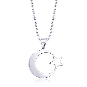Barbati pentru Femei Spirit din Oțel Inoxidabil Crescent Stele Colier Islamice Musulmane Amuleta Pandantiv turc Religioase Accesorii Bijuterii