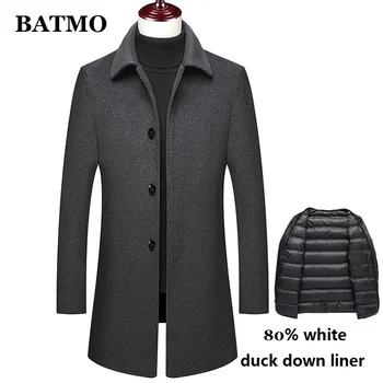 BATMO 2022 new sosire iarna 80% alb rață căptușeală lână groasă trenci ofițeresc bărbați,pentru bărbați de lână jachete Pardesiu marimea M-4XL,M72002