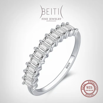 Beitil Bine Dreptunghi Orbitor Cubic Zirconia Inel Pentru Femei Autentice Argint 925 Geometrice Simple Bijuterii