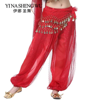 Belly Dance Pantaloni Femei Dans Indian Pantaloni Femei Felinar Pantaloni Drăguț Strălucitoare Sifon Paiete Pierde Respirabil Pantaloni 13 culori