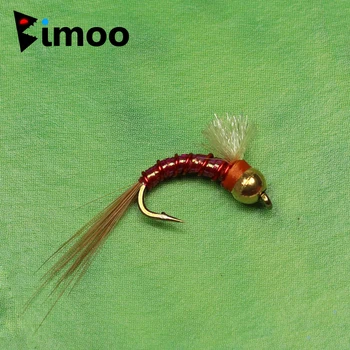Bimoo 10BUC #12 Alamă Șirag de mărgele de Cap Midge Zbura de Pescuit Păstrăv Zboară Nimfa Nada
