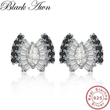 [BLACK DAWN] Nunta Cercei Stud pentru Femei Veritabil 925 de Bijuterii de Argint Fluture Boucle D'oreille Brincos I043