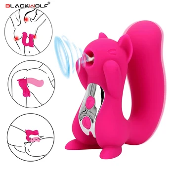 BLACKWOLF 10 Frecvența Clitoris Lins Stimulator Vibrații Veveriță Sculpta Limba Vibrator Biberon Fraier Jucarii Sexuale pentru Femei