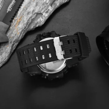 Brand OHSEN AD1606 cauciuc negru ceas de curea silicon trupa accesoriu