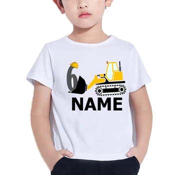 Băieții de la mulți ani Buldozer Numărul 1-8 Print T camasa de Vara pentru Copii T-shirt pentru Copii Desene animate Buldozer Cadou Drăguț Haine