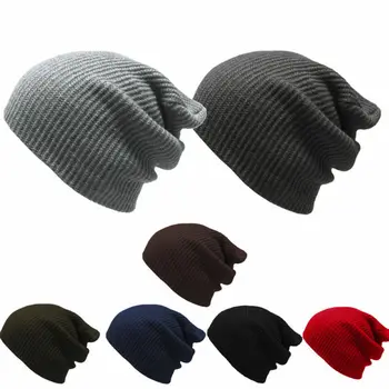 Bărbați Femei De Moda Tricot Umflat Beanie Supradimensionat Pălărie De Iarnă De Schi Slouchy Chic Beanie Cap De Craniu Slouchy