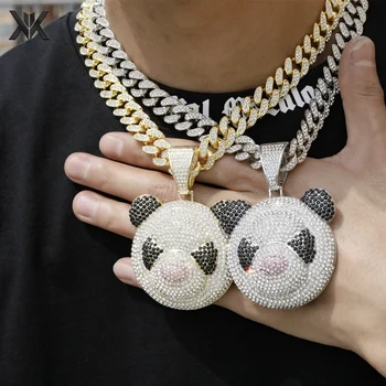 Bărbați Femei Hip Hop De Gheață De Bijuterii De Cristal Plin Panda Pandantiv Cu Mare Bling În Miami Cubanez Link-Ul Lanț De Bijuterii Accesorii Dropship
