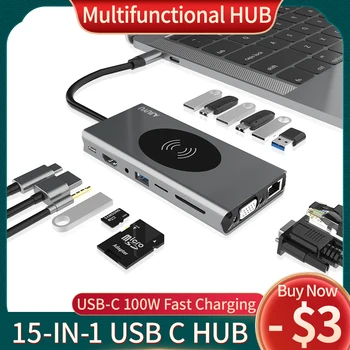 C USB HUB cu Multi USB 3.0 HDMI 4K SD/TF Card Reader Adaptor de Port de Andocare Pentru MacBook Air Pro Accesorii USB-C Tip C 3.1 Splitter