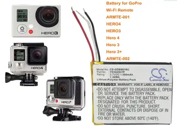 Cameron Sino Baterie 350mAh YD362937P pentru GoPro ARMTE-001, Hero 3, Hero 3+, Hero 4, HERO3, HERO4, Wi-Fi de la Distanță, ARMTE-002