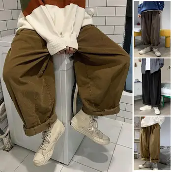 Casual Barbati Pantaloni Super Moale Pantaloni De Catifea Draping Relaxat Se Potrivesc Buzunare Pantaloni De Catifea Stil Coreean