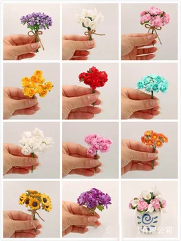 Casă de păpuși artificiale flori mini accesorii pentru mobila buchet de flori de hârtie,trandafiri in miniatura,cală crini,margarete, floarea-soarelui