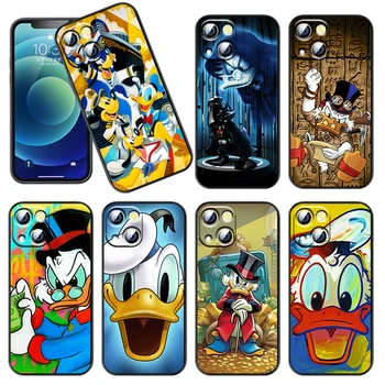 Caz de telefon Pentru Apple iPhone 14 13 12 11 SE 2020 X 7 8 6 mini Plus Pro MAX Disney-Desene animate Donald Duck Negru cu Capac de Silicon