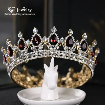 CC Coroana Mare Rotund Tiara Hairband Caciulita Nunta Accesorii de Par pentru Femei Logodna Bijuterii Frizură Regina Coroane YQ20