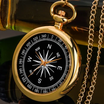 Ceas de buzunar pentru Barbati de Lux Transparent Busola de Aur Cadran Fob Ceas de Lanț Colier Pandantiv Ceas Cadou Reloj De Bolsillo