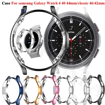 Ceas de Caz Pentru Samsung Galaxy Watch4 44 40mm/4 Classic 46/42mm TPU Placat cu Bara de protecție Ecran Complet Învelișul Protector Accesorii