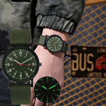 Ceas Militar Barbati Sport de Lux, Ceasuri de Marcă Nylon Curea de Ceas Verde Mens ceasuri Cuarț Top Ceasuri Cadouri pentru Bărbați Optimă
