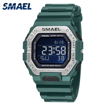 Ceasuri Sport Digital SMAEL Brand Ceas cu LED-uri Impermeabil Auto Data Militar Armata Verde Pătrat Ceasuri de mana 8059 Bărbați Ceas Digital