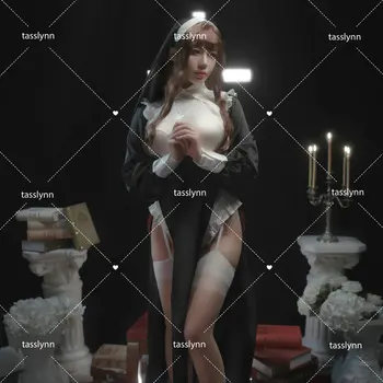 Chowbie Design Alb-Negru Rochie Sora Uniformă Fierbinte Anime Cosplay Călugăriță pentru Fete Sexy Dark Reign Chinovitul Cosplay Costum