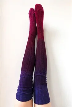 CHRONSTYLE Toamna Iarna Cald Tricotate Groase de Ciorapi pentru Femei Gradient de Culoare Largi de Cauzalitate Genunchi Lungime Ciorapi 3 Culori en-Gros